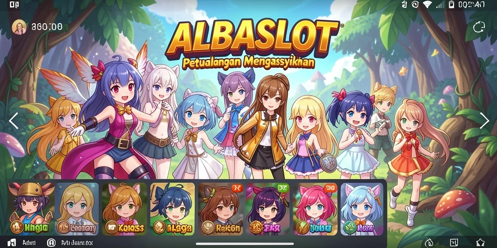 Tampilan gameplay ALBASLOT yang penuh warna dan dinamis.