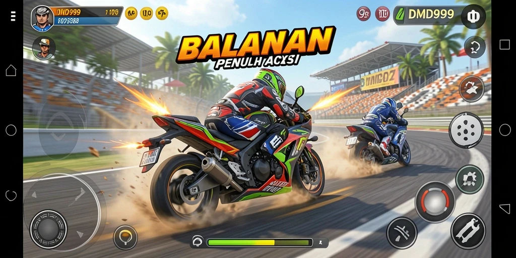 Gameplay intens dari balapan motor yang menegangkan.