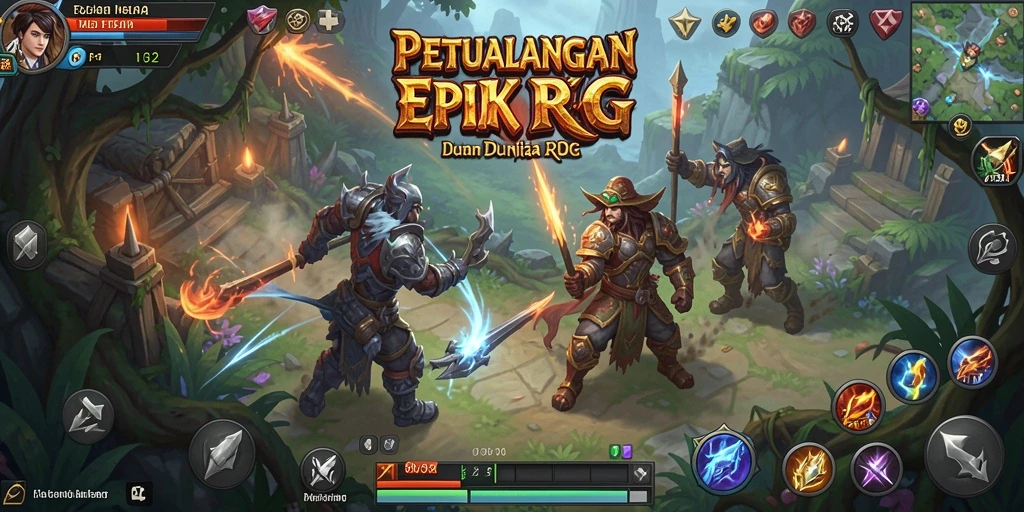 Screenshot F32 menampilkan pertarungan seru dalam dunia RPG.