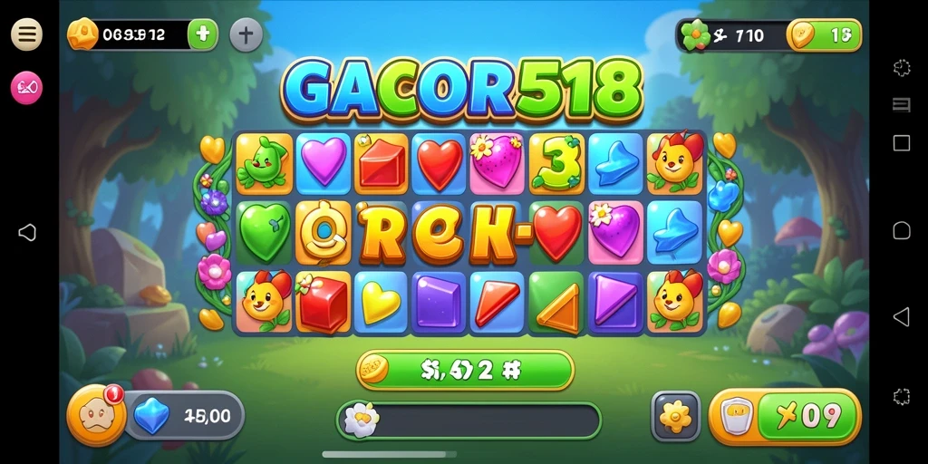 Tampilan screenshot GACOR518 menampilkan gameplay Match-3 yang seru.