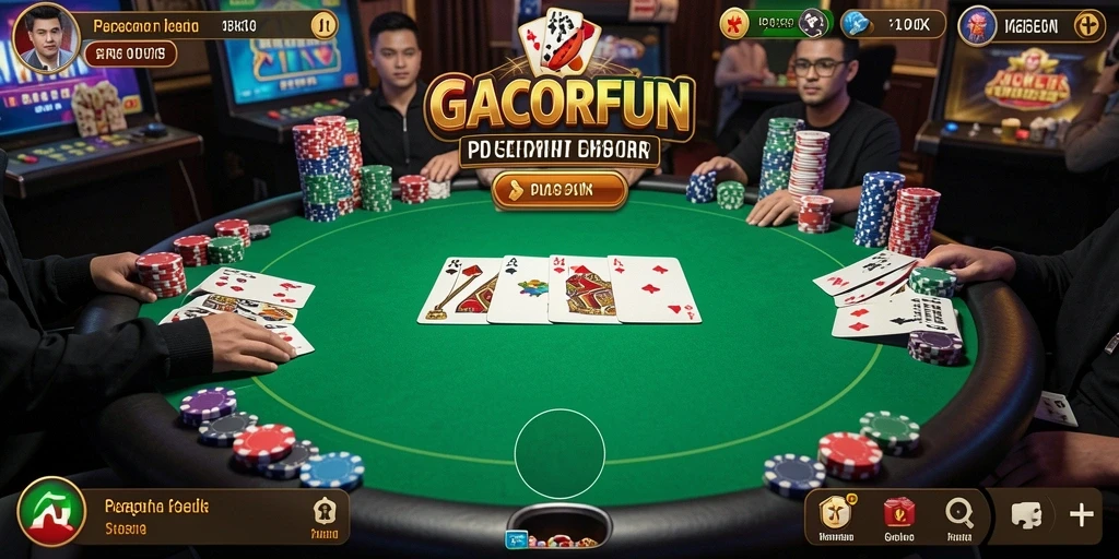 Screenshot utama GACORFUN menampilkan permainan Poker yang seru dan interaktif.