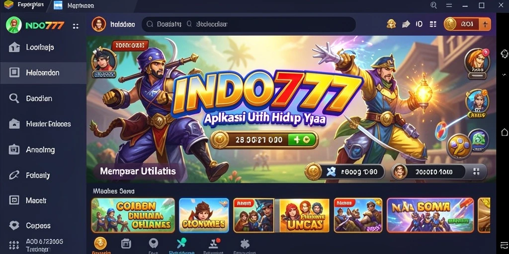 Tampilan utama INDO777 dengan fitur utilitas yang bermanfaat.