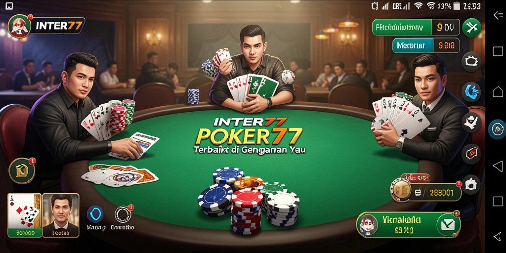 Tangkapan layar INTER77 menunjukkan aksi mendebarkan permainan Poker.