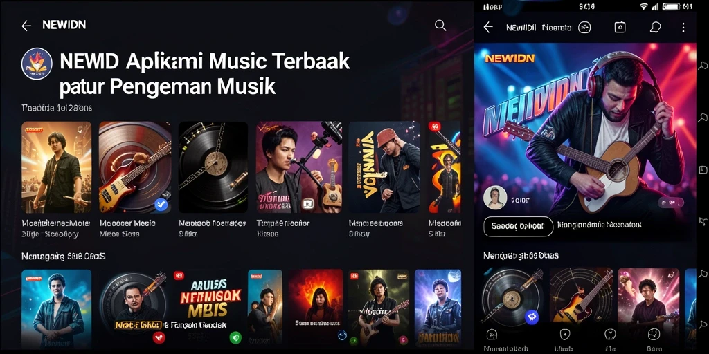 Tangkapan layar utama NEWIDN yang menunjukkan gameplay interaktif musik.