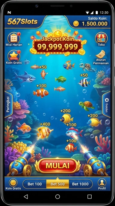 Screenshot fitur permainan di aplikasi 567slots.